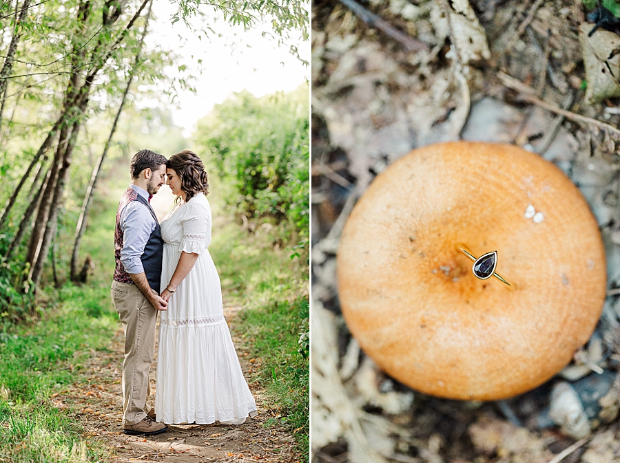 engagement ring sitting on mushroom
