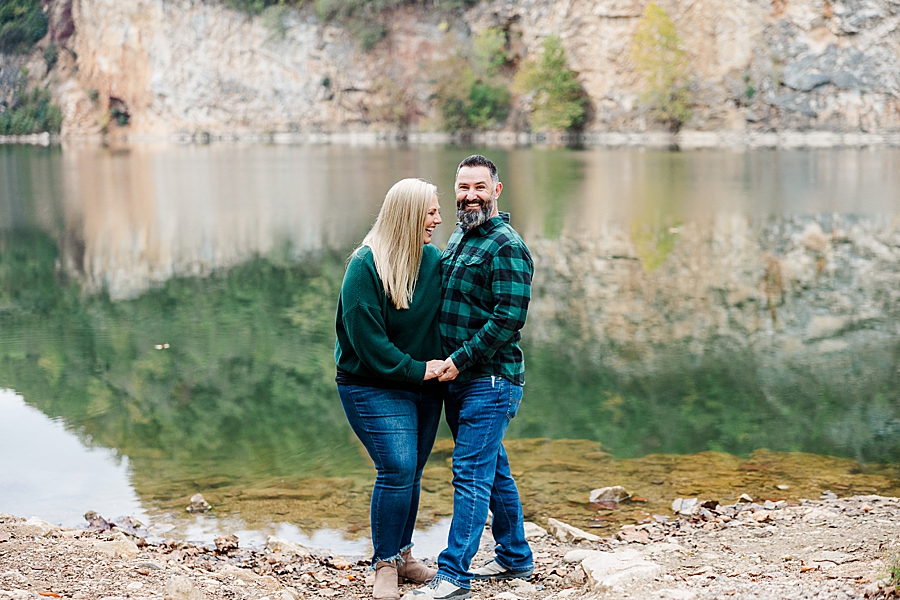 husband and wife at mead's quarry family session