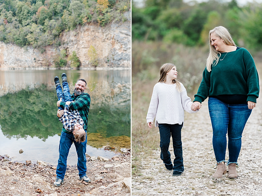 mother and daughter holding hands at mead's quarry family session