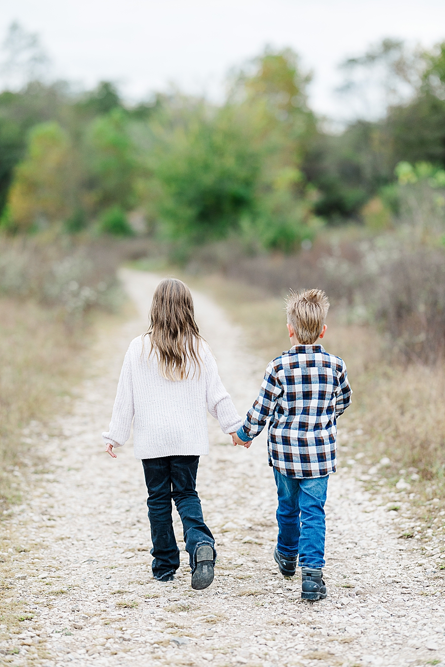 siblings holding hands at mead's quarry family session