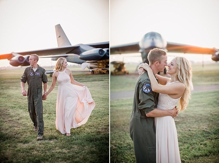 Flowy pink dress at this Air Force Engagement Session by Knoxville Wedding Photographer, Amanda May Photos.