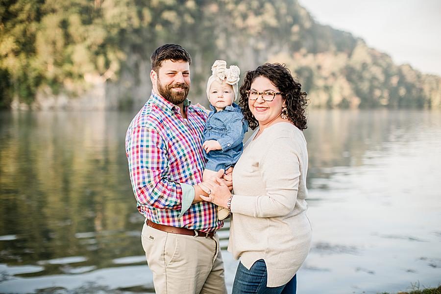 Family by the water at this Melton Hill Park 1 by Knoxville Wedding Photographer, Amanda May Photos.
