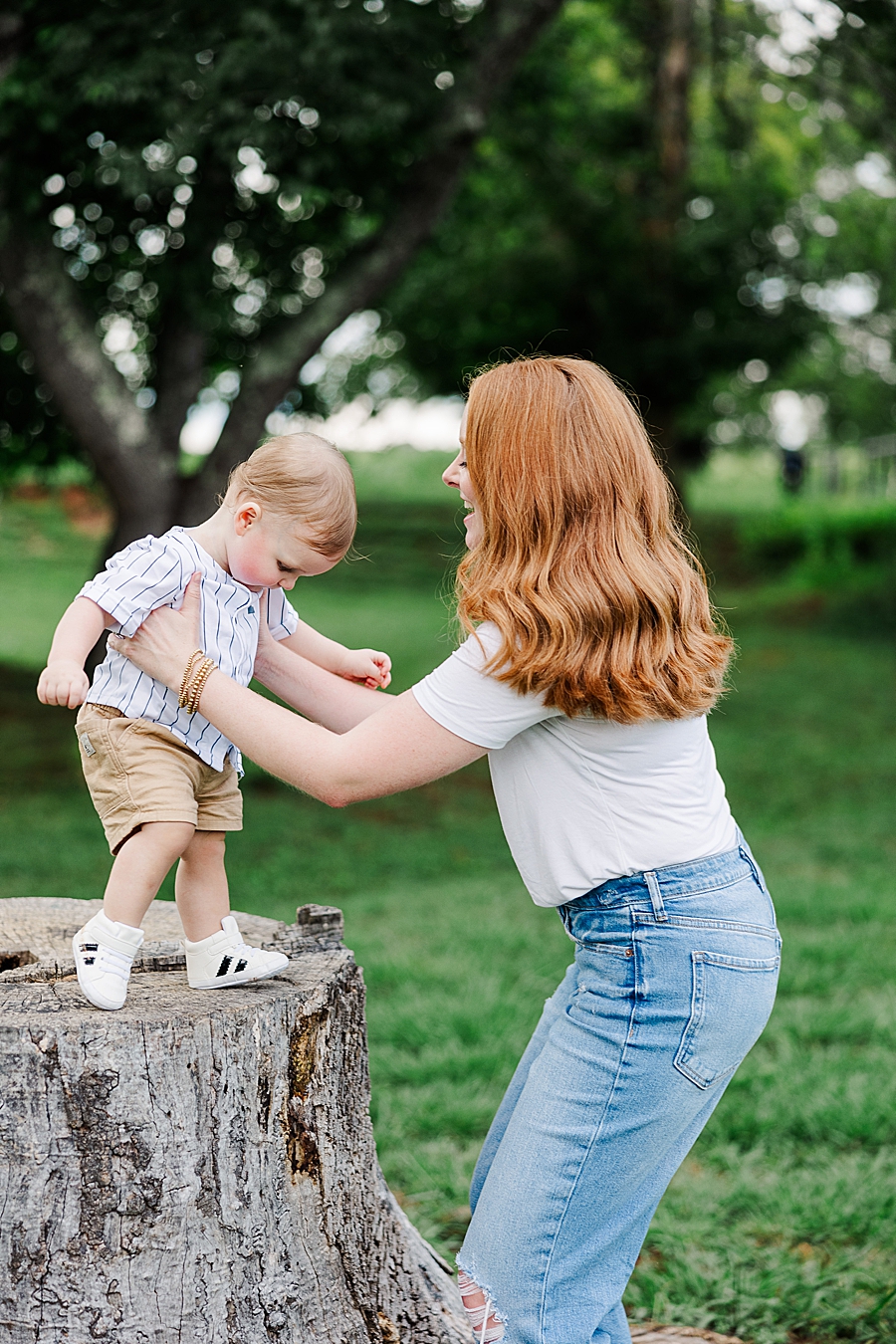 mom playing with son