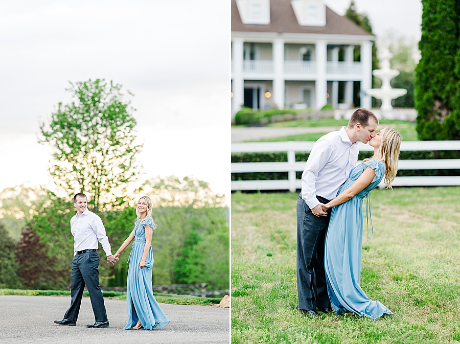 Leaning in for a kiss at Castleton Engagement by Amanda May Photos