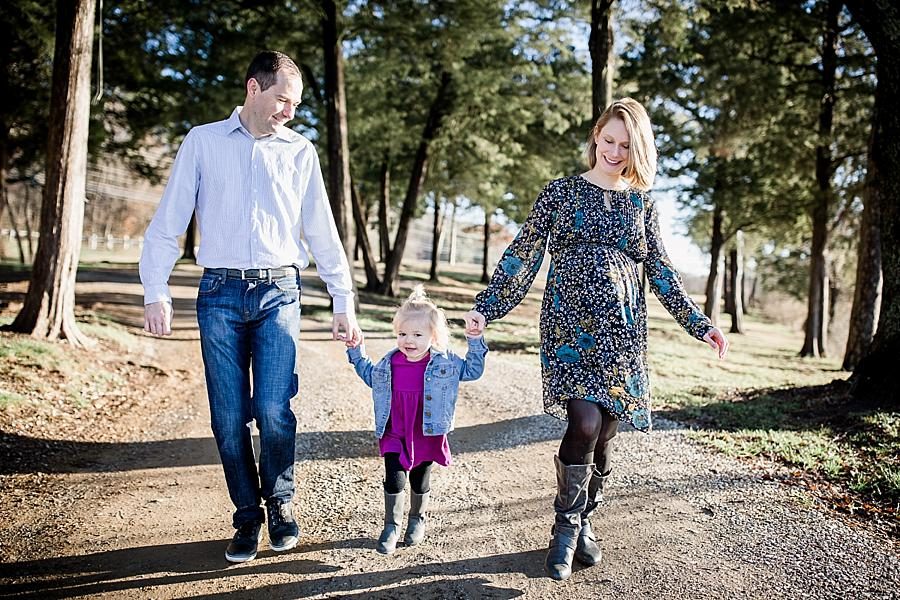 Walking hand in hand at this concord park family session by Knoxville Wedding Photographer, Amanda May Photos.