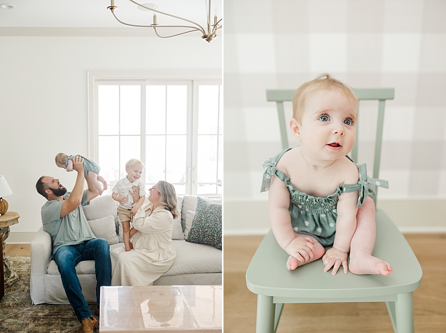 baby on green chair at nashville lifestyle session