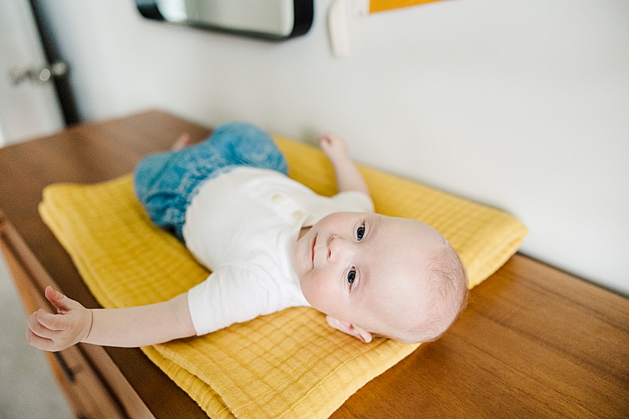 baby on changing table at nashville lifestyle session