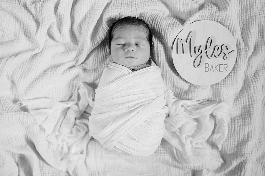 newborn black and white photo