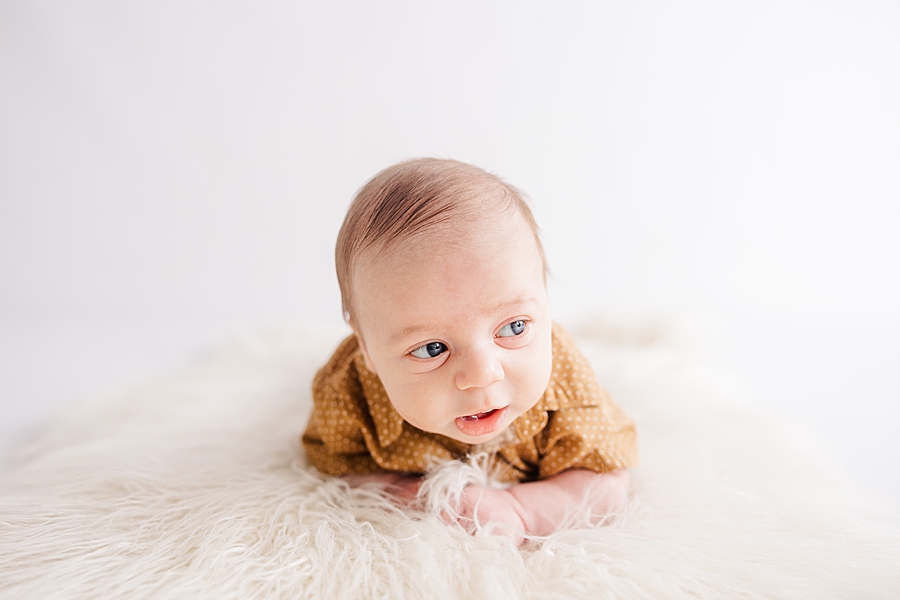 tummy time at newborn session at highlight studio