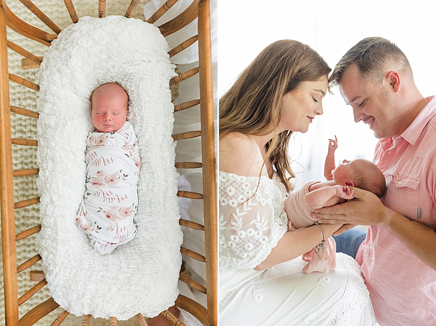 baby in bassinet at this newborn session