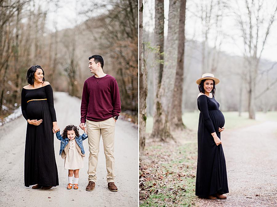Holding hands at this Norris Dam maternity by Knoxville Wedding Photographer, Amanda May Photos.