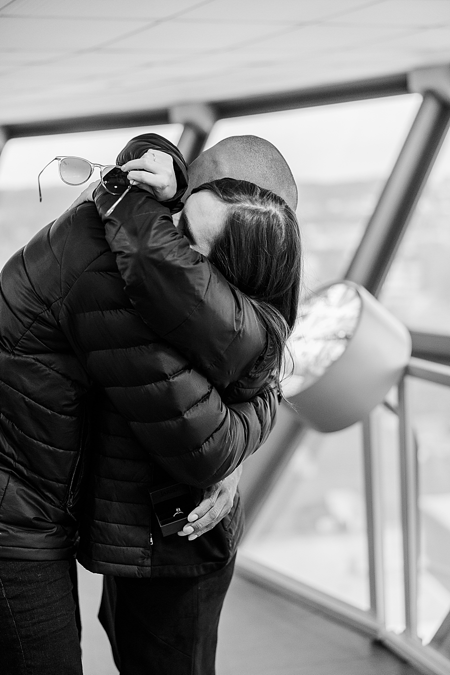 couple hugging in the sunsphere