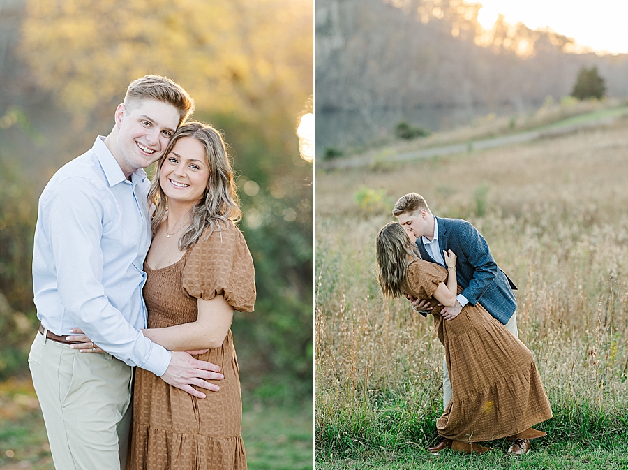 dip kiss at golden hour