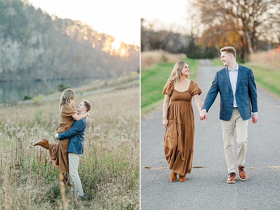 couple holding hands and walking