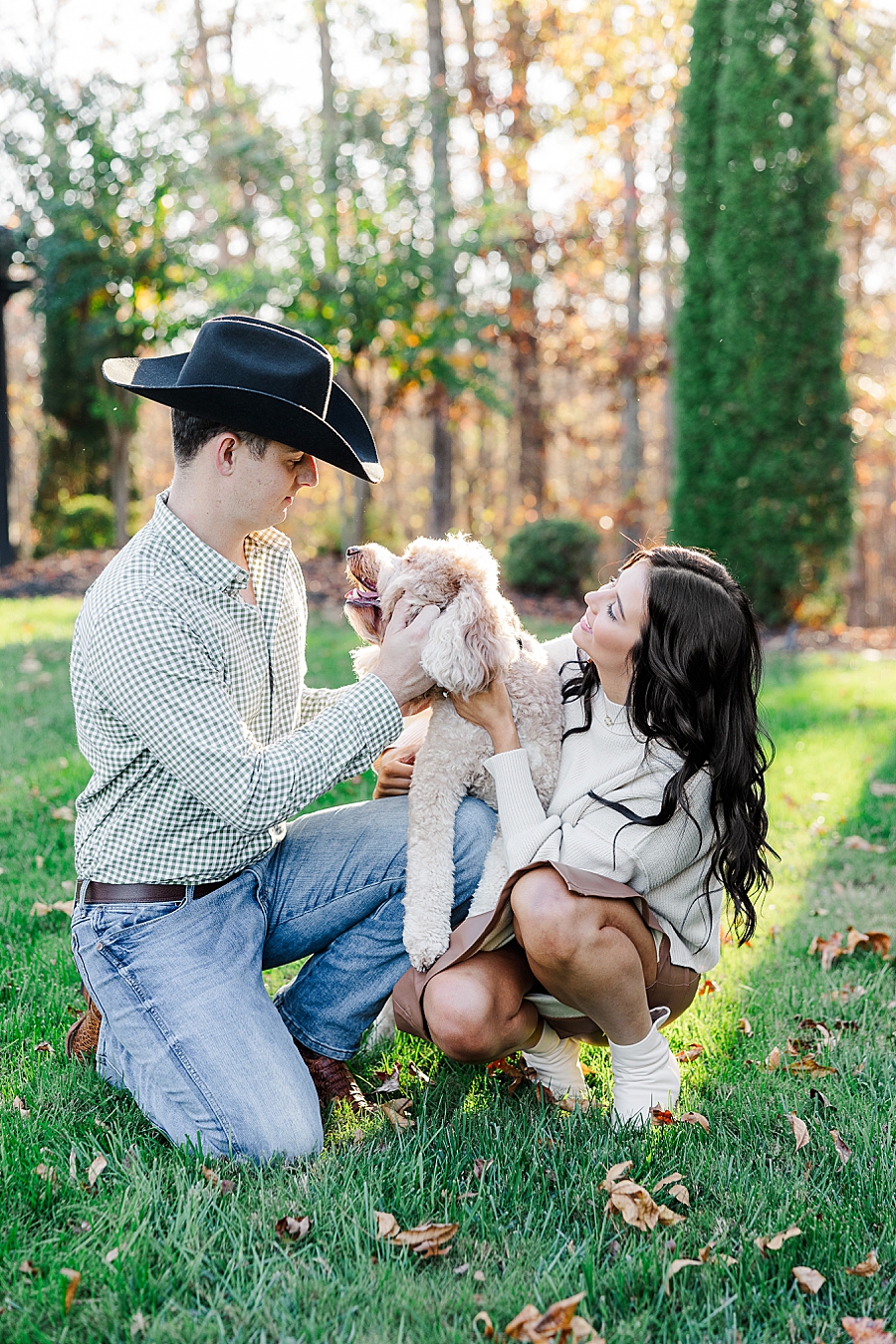 couple and dog at puppy engagement