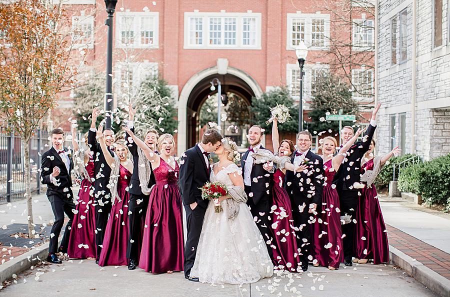 Rose Petals used in this unique reception exit ideas by Knoxville Wedding Photographer, Amanda May Photos.