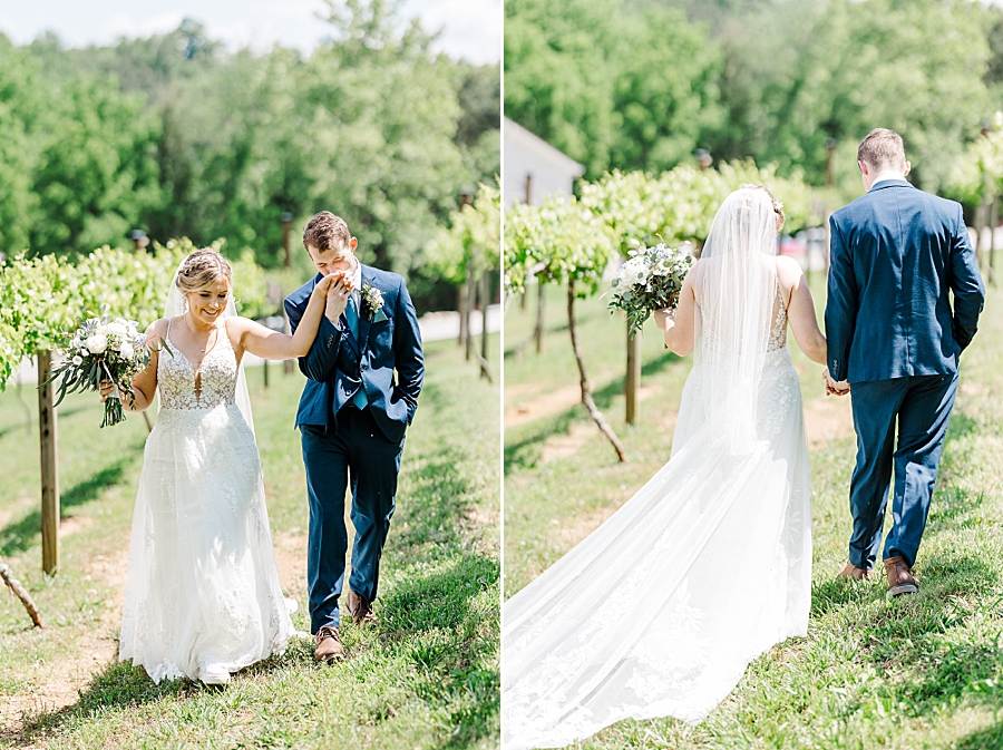 Groom kissing bride's hand at Ramble Creek wedding by Amanda May Photos