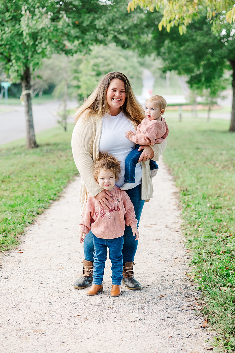 mom and daughters at sequoyah hills park