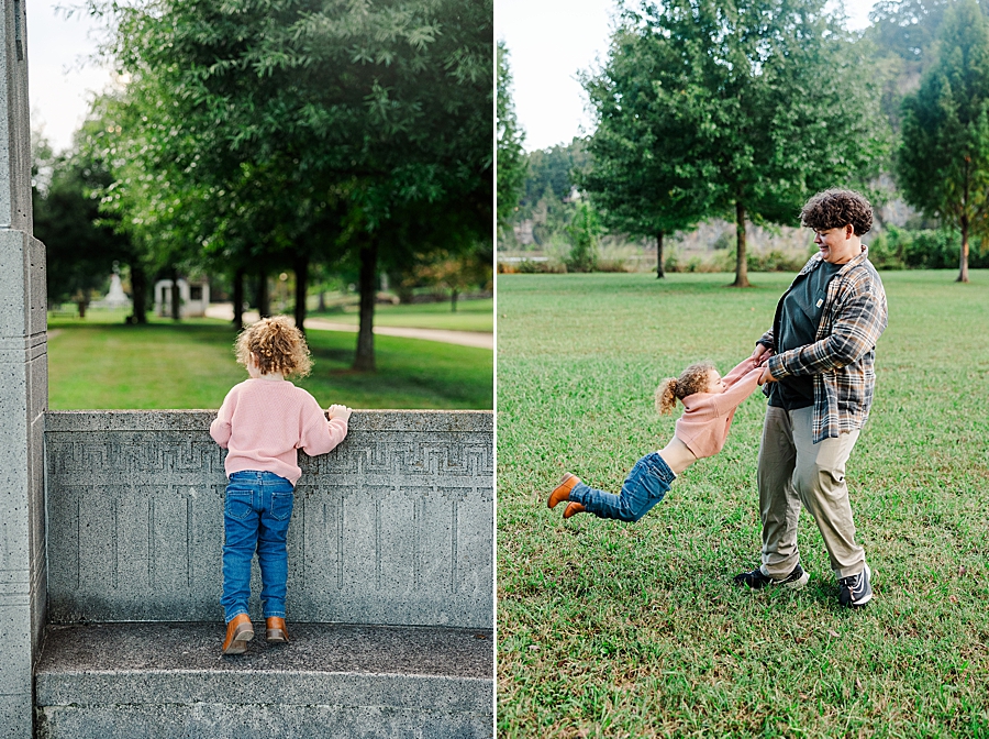 brother swinging sister in sequoyah hills