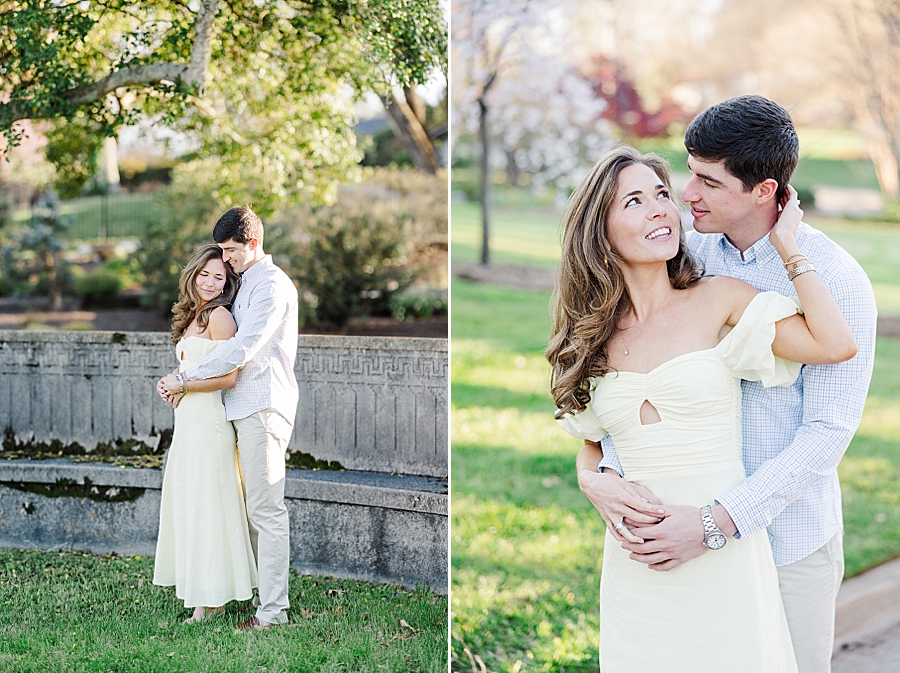 couple at their sequoyah hills spring engagement