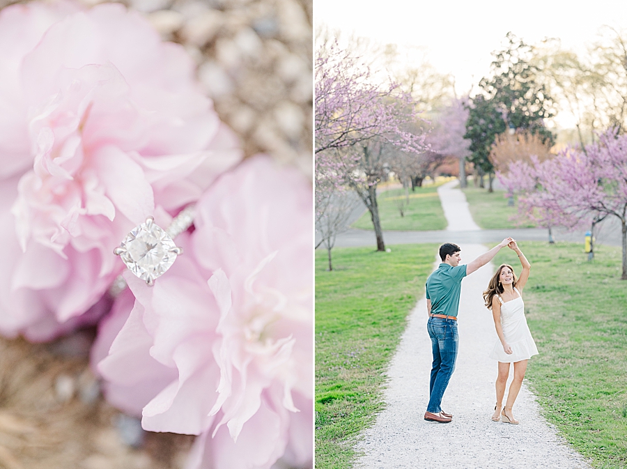 round engagement ring at sequoyah hills spring engagement