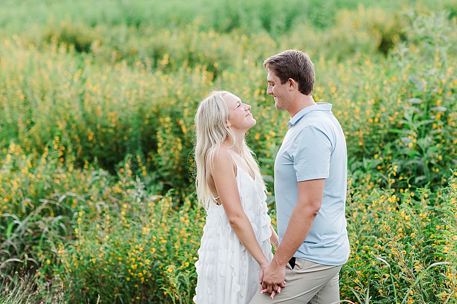 couple in blooming meadow