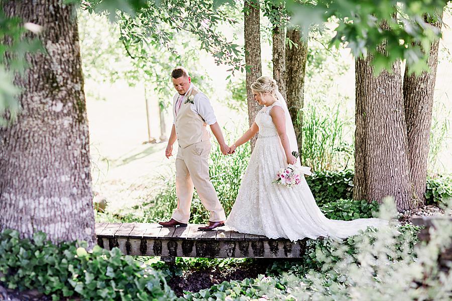 Wooden bride over mountain stream at this small Sampson's Hollow wedding by Knoxville Wedding Photographer, Amanda May Photos.