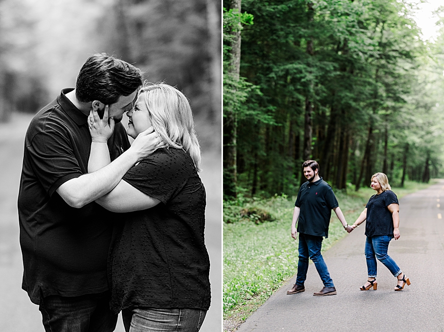kissing at smoky mountain engagement session