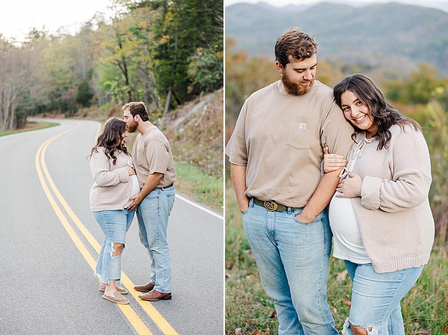 kiss on forehead at smoky mountain maternity