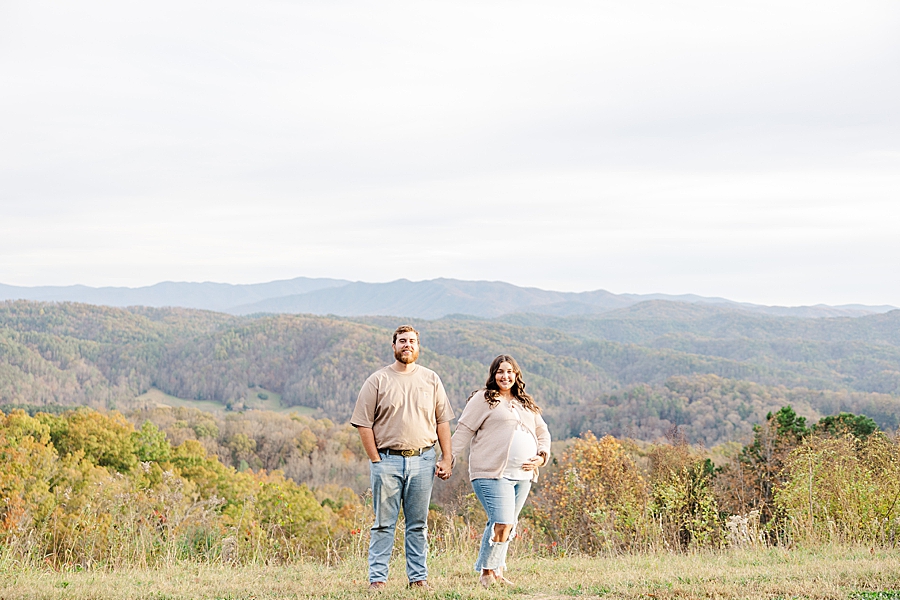 pregnant couple at smoky mountain maternity