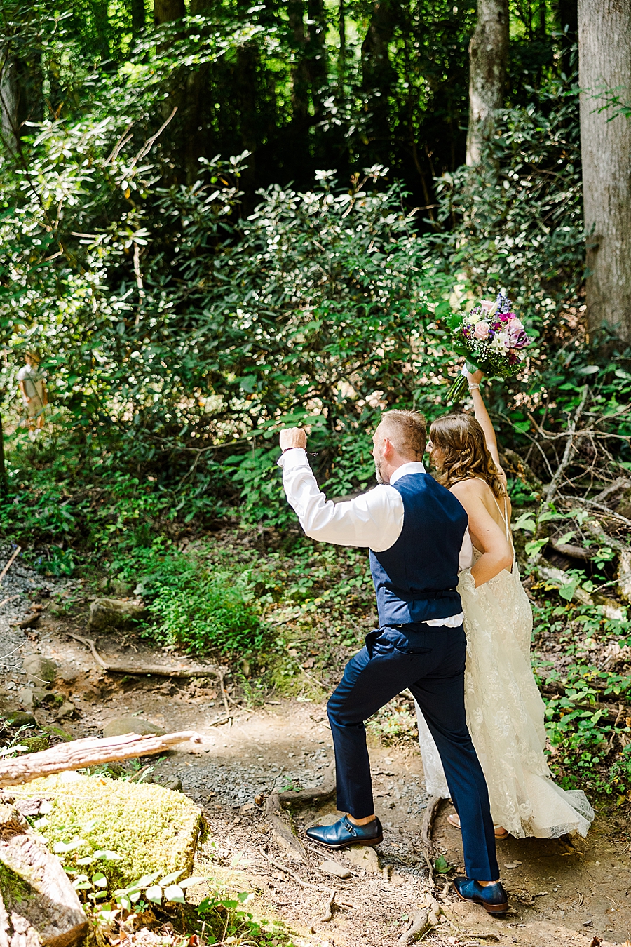 just married at smoky mountain wedding