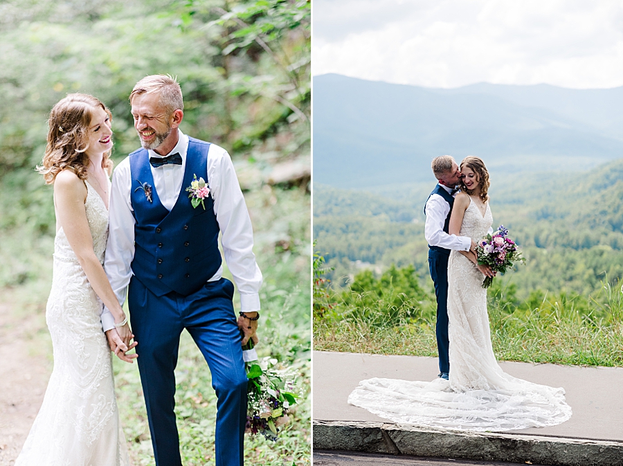 bride and groom portraits after smoky mountain wedding