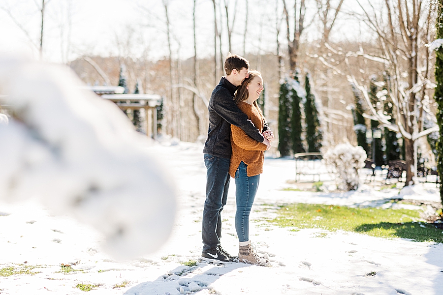 engagement photos at snowy castleton
