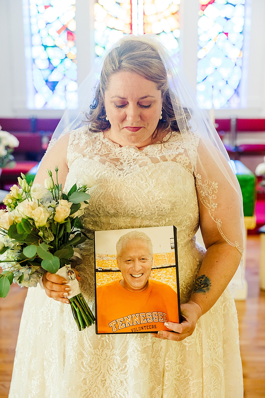 bride paying tribute to father