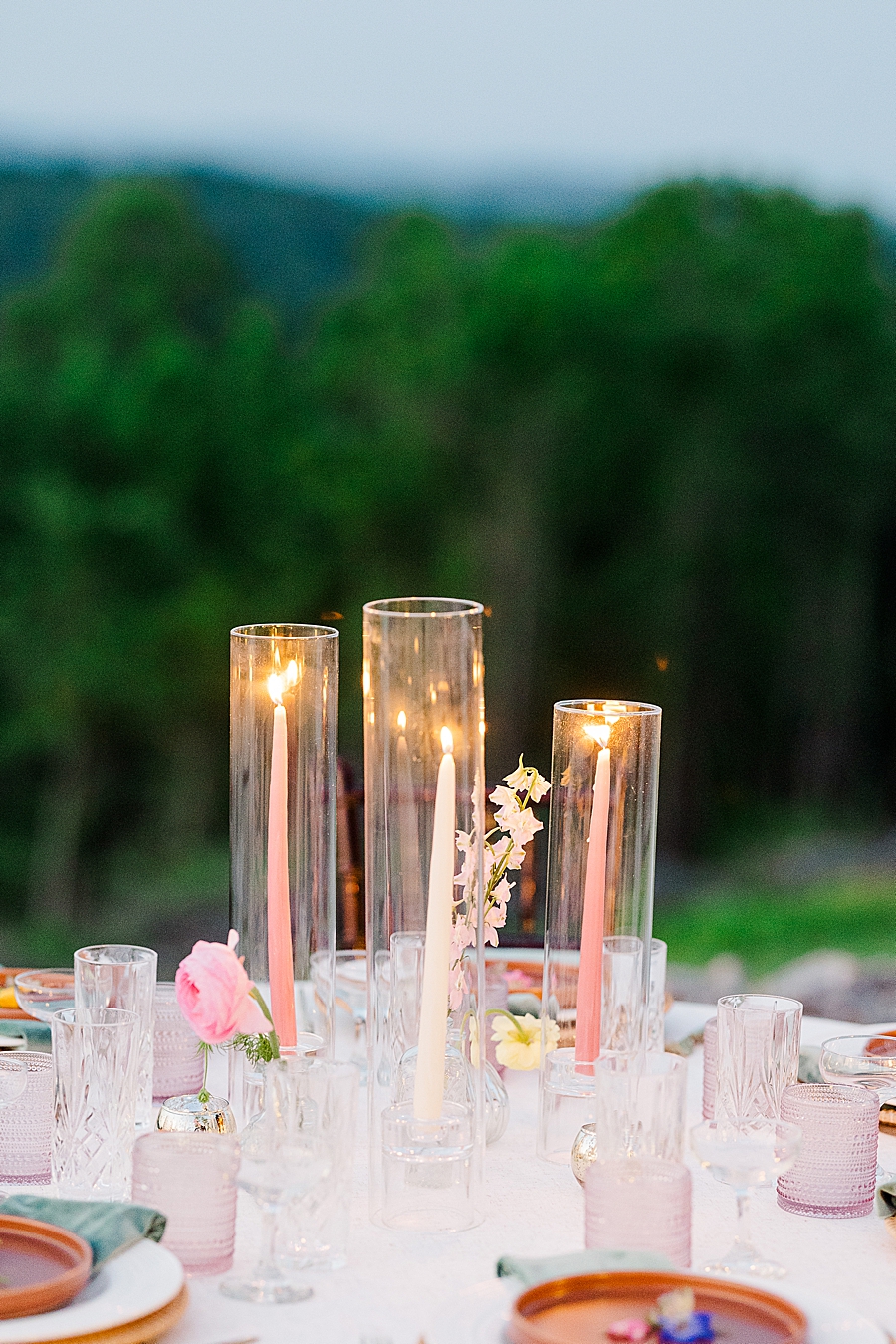 Candles on table at styled shoot by Amanda May Photos