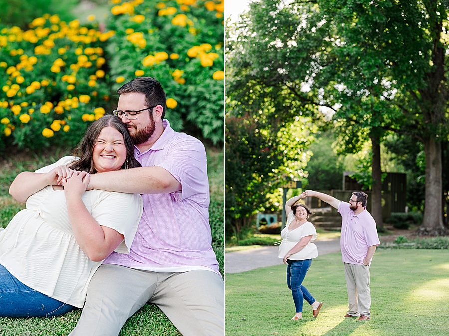 smiling during summer ut gardens engagement