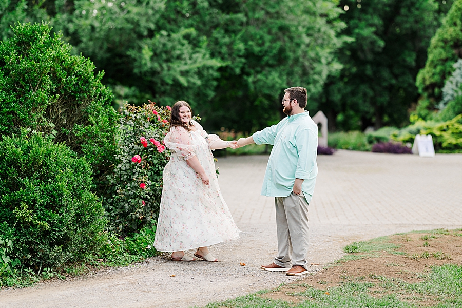 flowy dress at summer ut gardens engagement