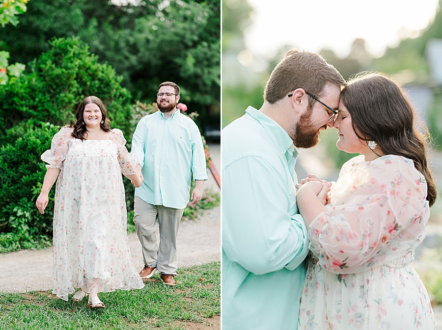 foreheads together during summer ut gardens engagement