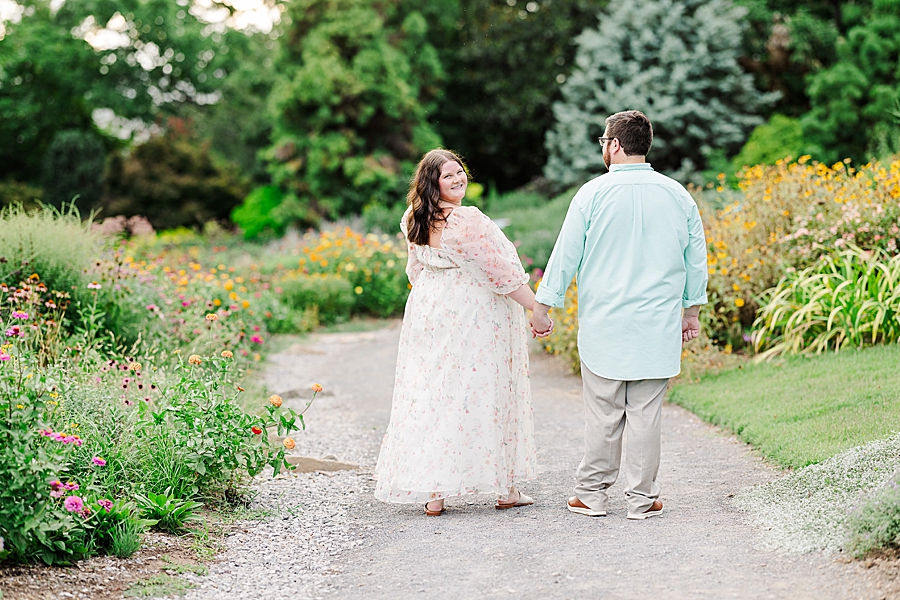 couple walking in garden