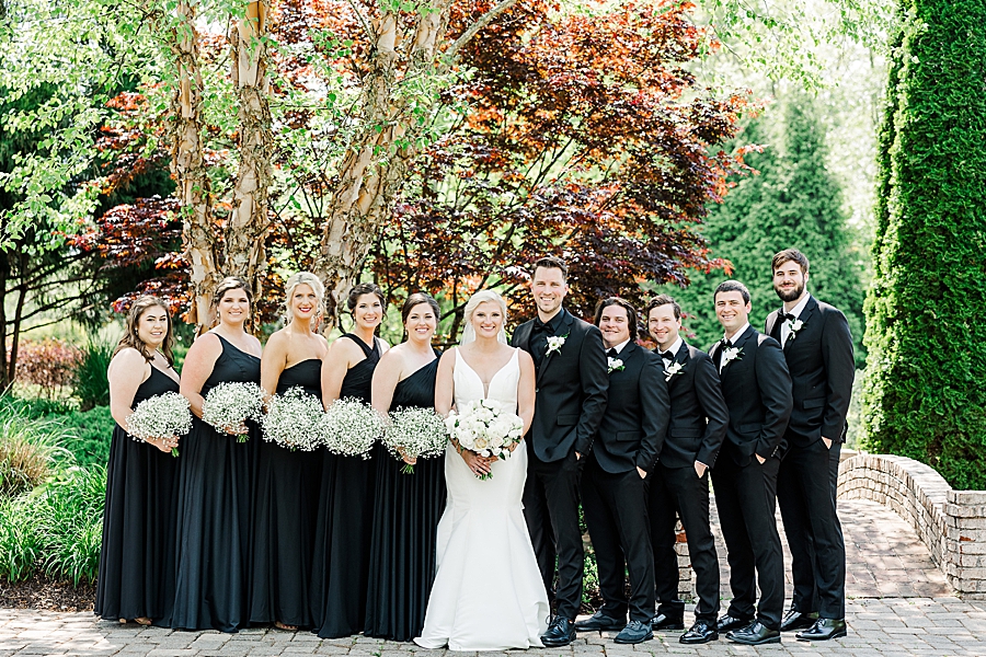 bridal party in black at sunny castleton farms