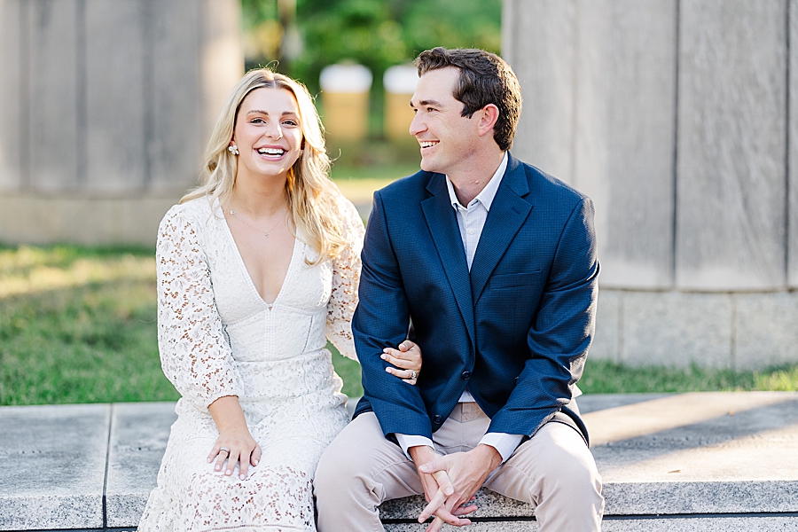 couple sitting near tennessee capitol