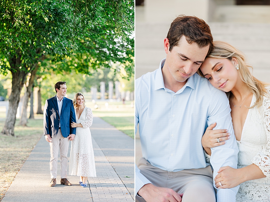 couple cuddling at engagement session