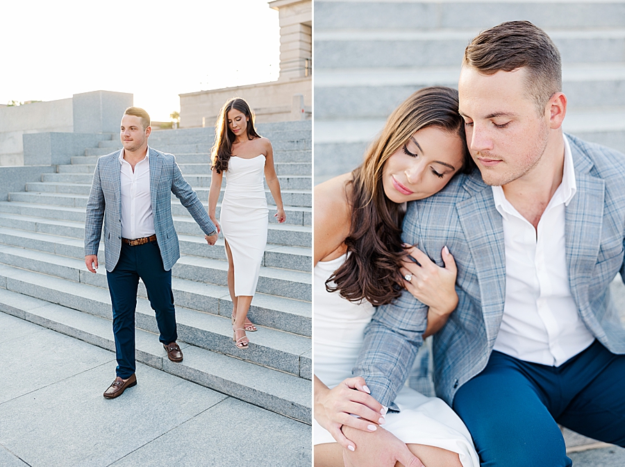 engagement session golden hour at tennessee capitol