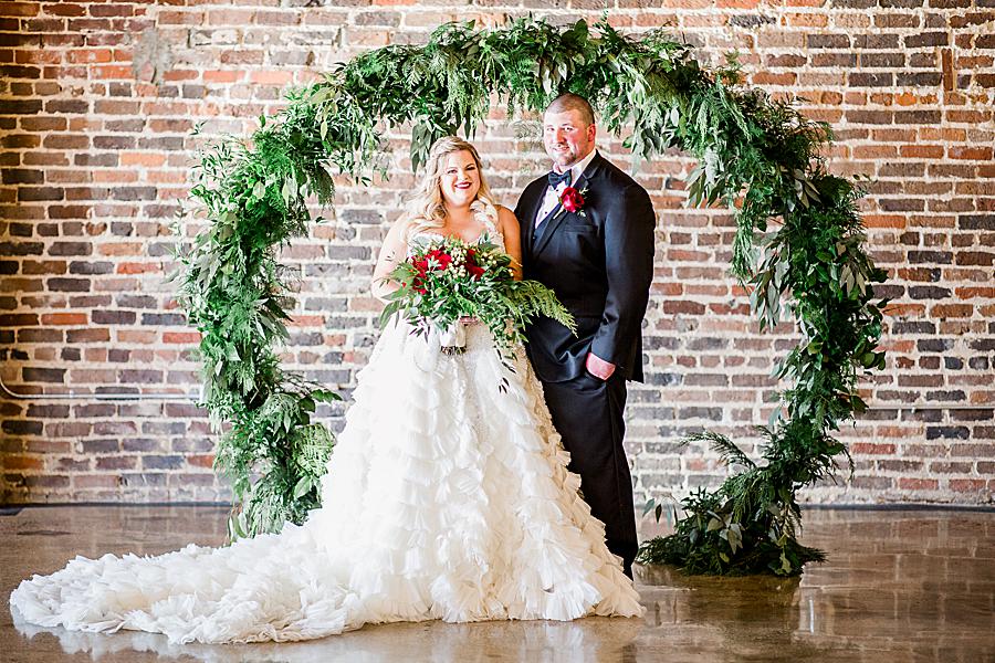 Bride and groom at this The Press Room Wedding by Knoxville Wedding Photographer, Amanda May Photos.