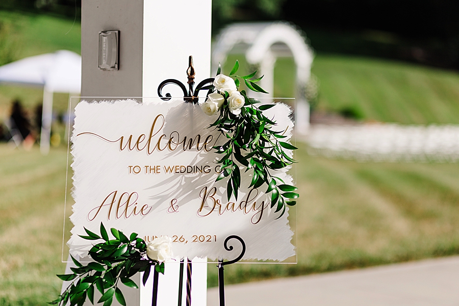 wedding welcome sign at the carriage house