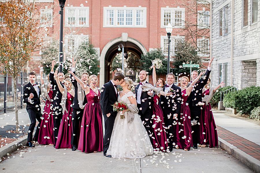 Flower petal confetti at this The Foundry Wedding by Knoxville Wedding Photographer, Amanda May Photos.