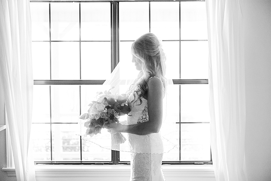 black and white bridal portrait at the venue chattanooga