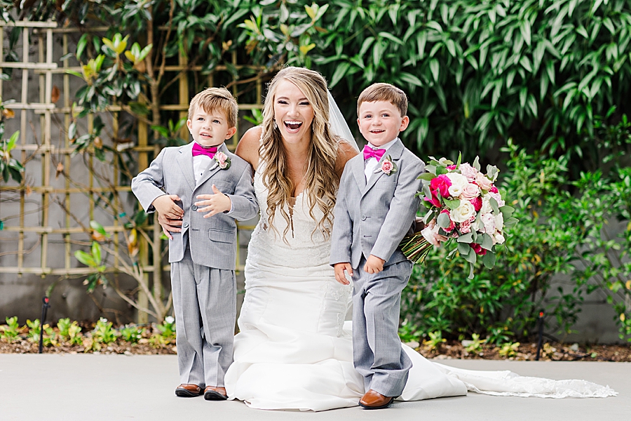 bride with ring bearers at the venue chattanooga
