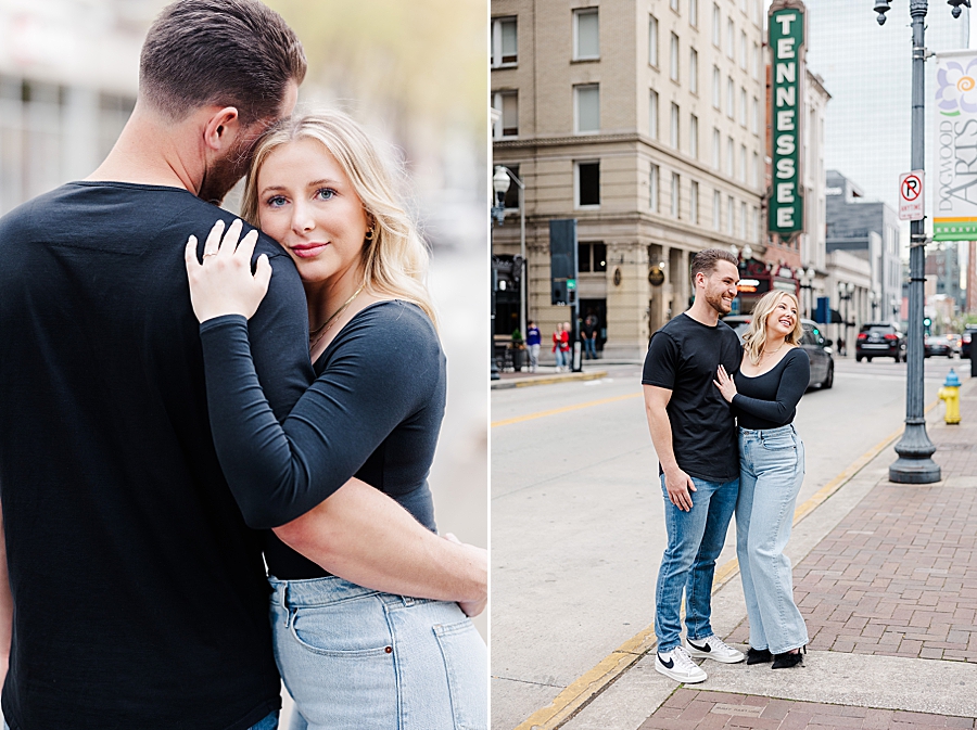tennessee marquee in background of urban engagement photo