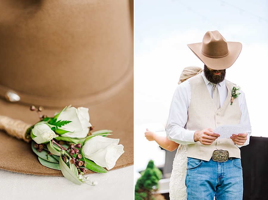 boutonniere and cowboy hat